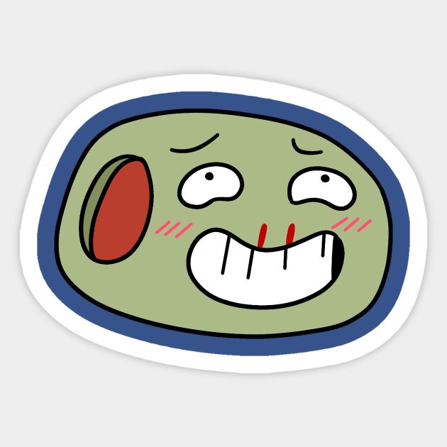 Olive Nosebleed Emote Sticker by saradaboru